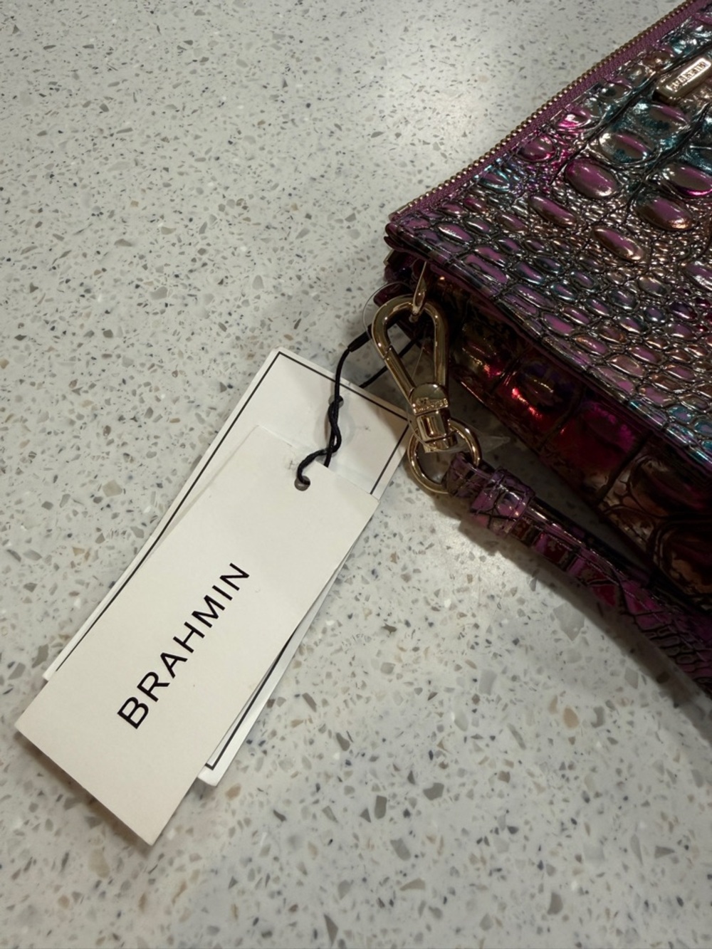 Brahmin Multicolor Embossed Croc Daisy Wristlet in Lustrous Melbourne NWT - Picture 4 of 4